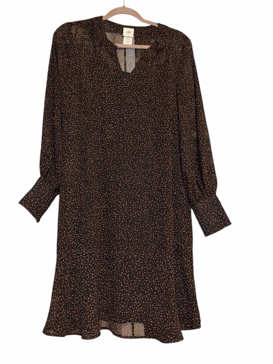 cabi Dresses & Skirts - CAbi Black Long Sleeve Shift Dress with Brown Dot Print